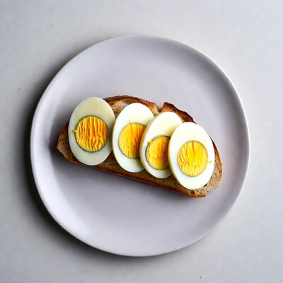 Hard boiled eggs on toast