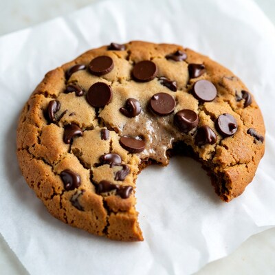 Chocolate chip cookie with bite