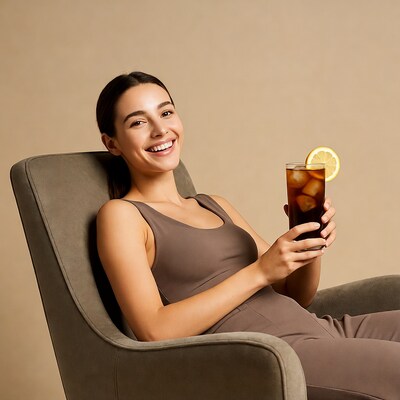 Woman holding iced tea