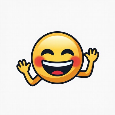 Happy emoji waving hands