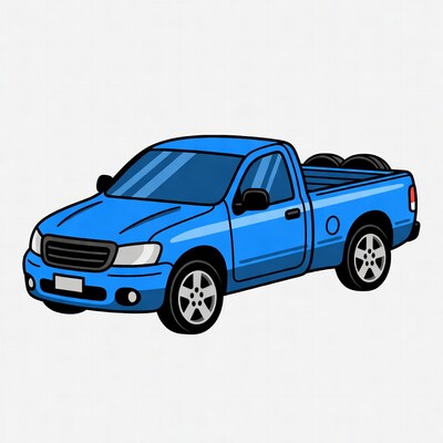 Blue pickup truck cartoon