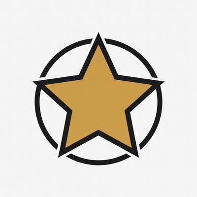 Gold star with black circle