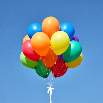 Colorful balloons floating in sky