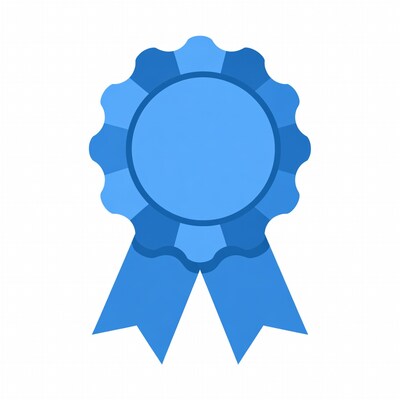 Blue award ribbon badge