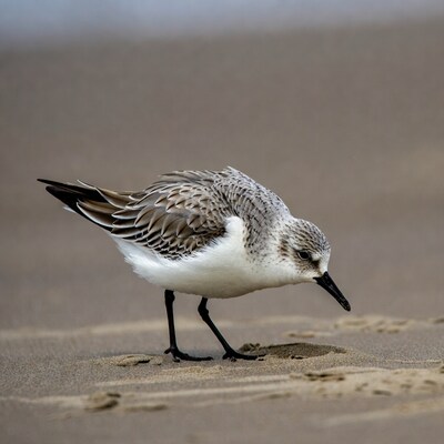 Sandpiper on sandy beach