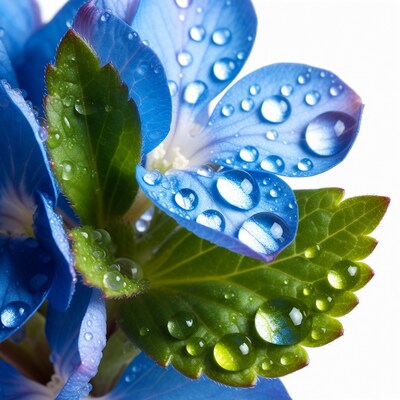 Blue flower with water droplets