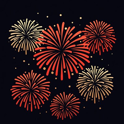 Colorful fireworks on black background
