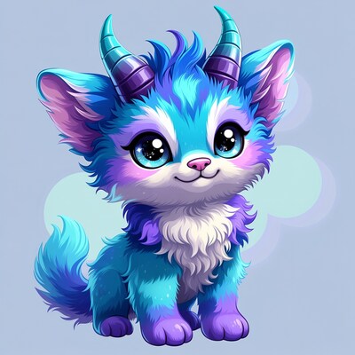 Cute blue fantasy creature