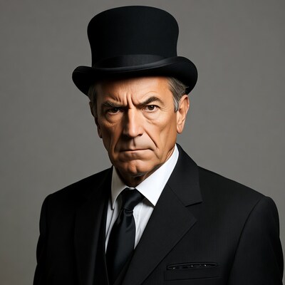 Man in black top hat