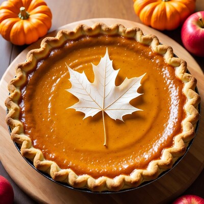 Pumpkin Pie with Maple Leaf