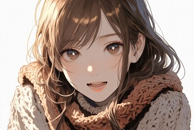 Anime girl in winter scarf