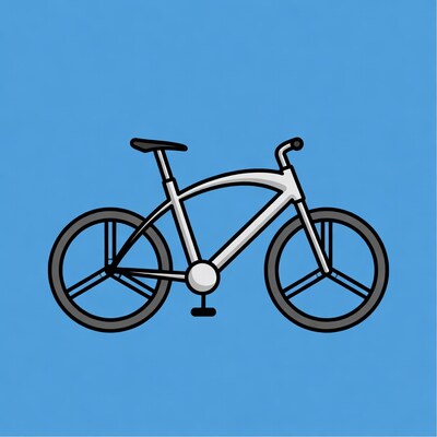 Silver bicycle on blue background