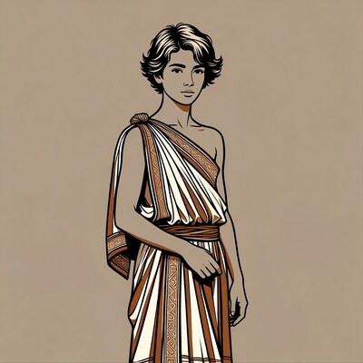 Young man in ancient Greek tunic