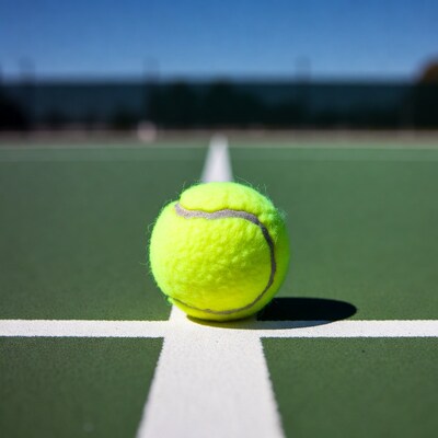 Tennis ball on court line