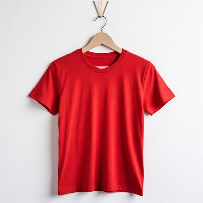 Red t-shirt on hanger