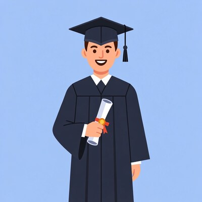 Graduate holding diploma