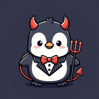Cute devil penguin cartoon