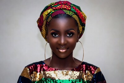 African woman in colorful headwrap
