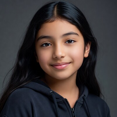 Young girl with long black hair