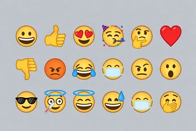 Emoji faces and hand gestures