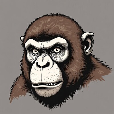 Chimpanzee head illustration