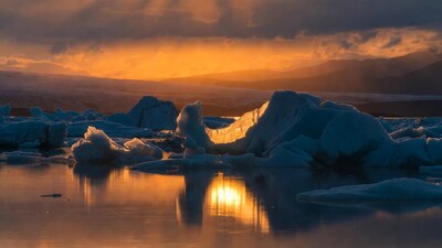 Icebergs at sunset in Iceland