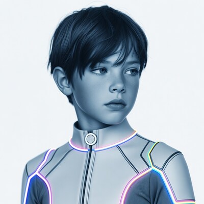 Boy in futuristic suit