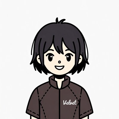 Cartoon boy with short black hair