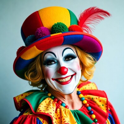 Clown in colorful costume