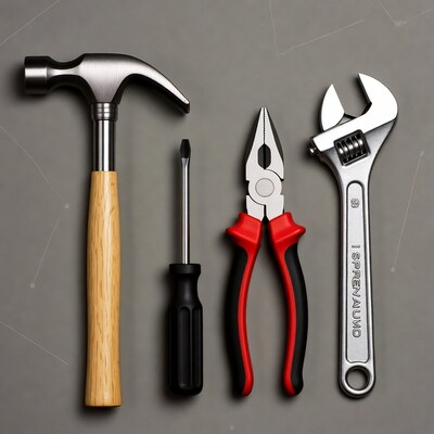 Hammer screwdriver pliers and wrench
