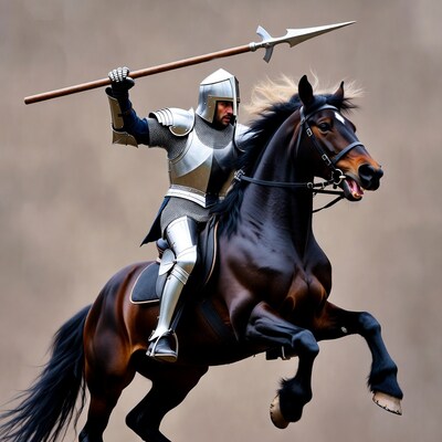 Knight on galloping horse with spear