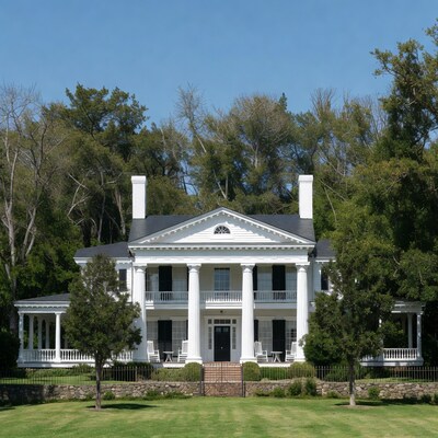 White mansion with columns