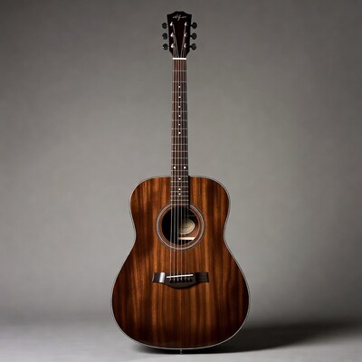 Acoustic guitar on gray background