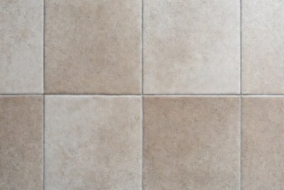 Beige ceramic floor tiles