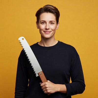 Woman holding a saw