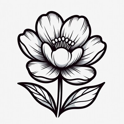 Black and white flower illustration