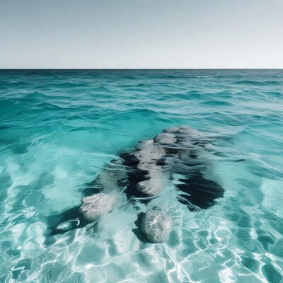 Rocks in turquoise ocean water