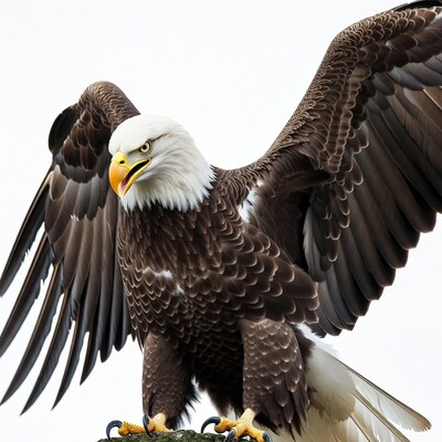 Bald eagle with spread wings