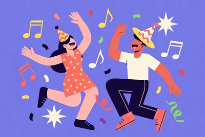 Man and woman dancing at party