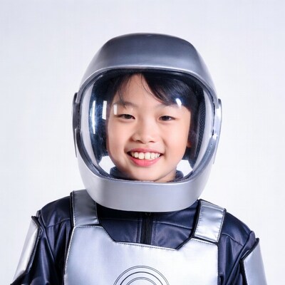 Asian girl in astronaut costume