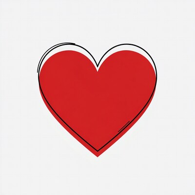 Red heart with black outline
