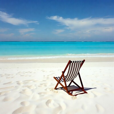 Deck chair on tropical beach