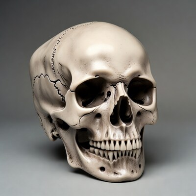 Human skull with cracks