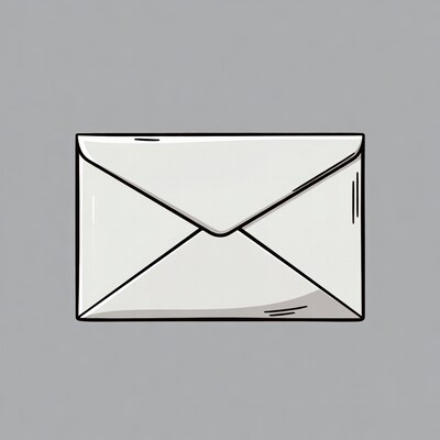 White envelope on gray background