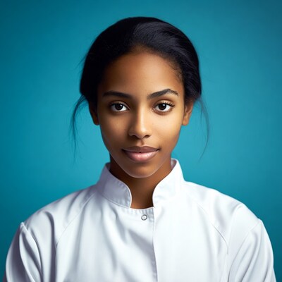 Young woman in white uniform