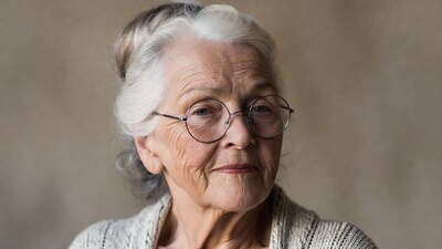 Elderly woman with glasses