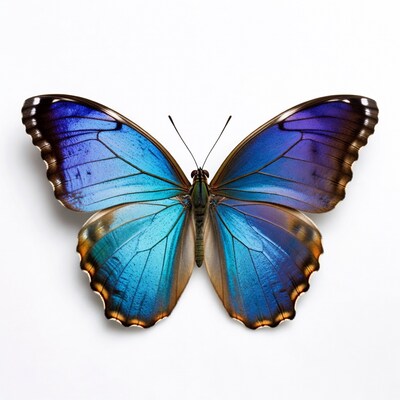 Blue morpho butterfly with open wings