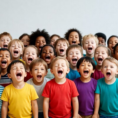 Group of children singing together