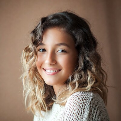 Smiling girl with wavy hair