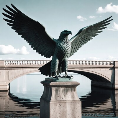 Eagle statue on stone pedestal